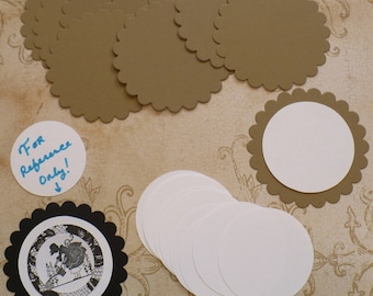Kraft Scallop Circle Die Cut pieces made a die cut from cardstock paper plain white circles Great for DIY Wedding Tags