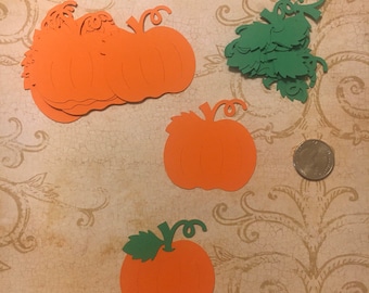 Orange Pumpkin with Leaf Die Cut Shapes from Cardstock Fall Thanksgiving for DiY crafts Card Making Decorations Decor