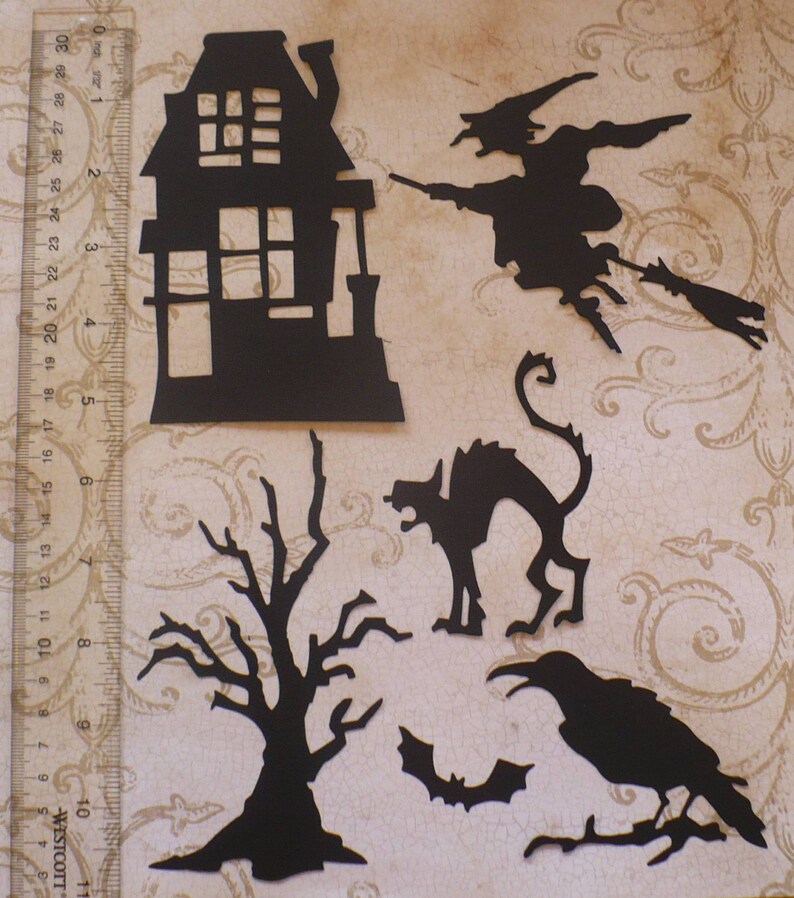 Sizzix Tim Holtz Black Cardstock Halloween Die Cuts Rickety Etsy
