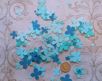 Small Flower Flowers Punchies Shapes made from Teal colors Cardstock paper for diy cards projects Weddings Crafts Embellishments
