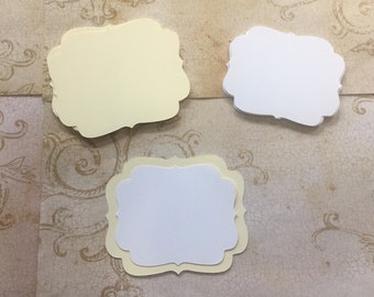 2 size Die cut Shapes for Layering Cream White colors Cardstock for Wedding Place card Label Bracket Stamping Diy Card Making Tags
