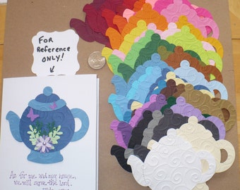 50 Embossed Teapots Die Cut pieces made from Sizzix die cut from Rainbow color cardstock paper