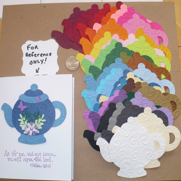 50 Embossed Teapots Die Cut pieces made from Sizzix die cut from Rainbow color cardstock paper