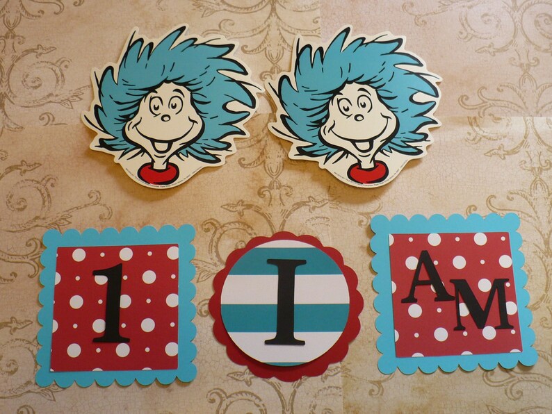 Dr Suess Thing 1 2 Inspired Colors Scallop Squares Letters 1 I Etsy