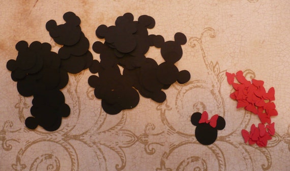 Small 1 Inch Minnie Mouse Head Ear Tiny Red Bow Shapes Die Cut Etsy