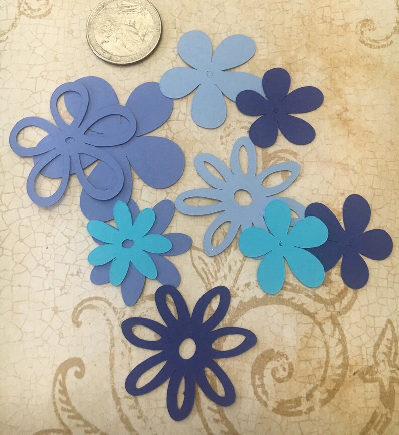Cricut Die Cut Flowers Blooms Flower DIY shapes Blue Cardstock Etsy