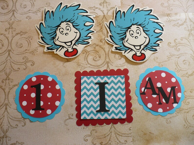 Dr Suess Thing 1 2 Inspired Colors Scallop Shapes Letters 1 I Etsy