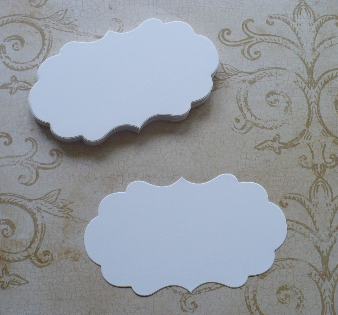 24 White Shapes Labels Die Cut Pieces Made From Cardstock Paper for DIY