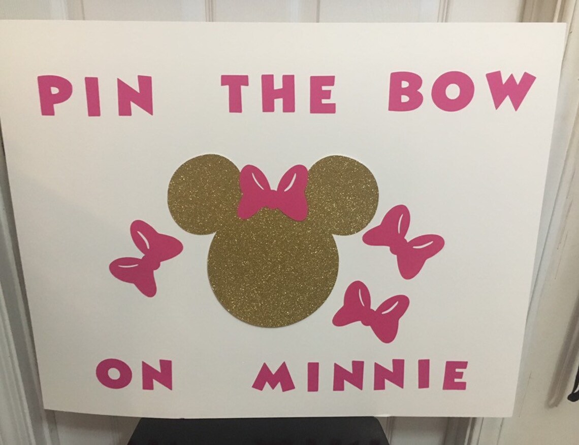 DIY Pin the Bow on Minnie Mouse Game Head Shape Medium Pink | Etsy