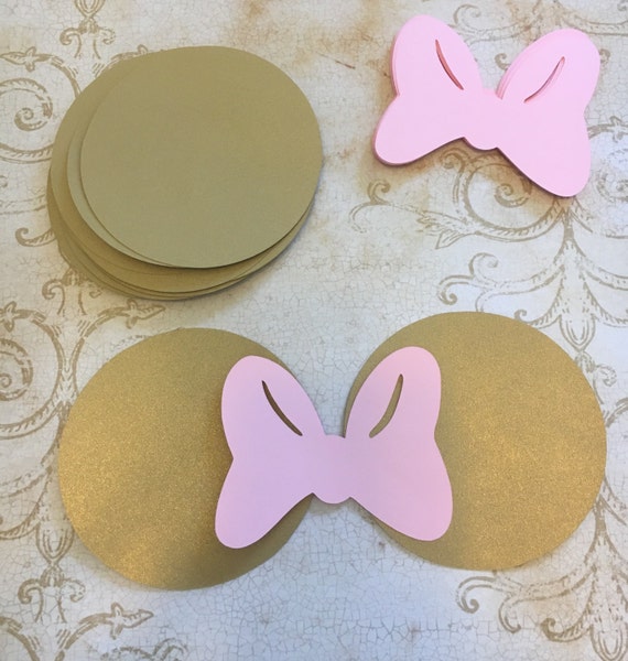Minnie Mouse Diy Craft Pink Bows Gold Shimmer Circle Shapes Etsy