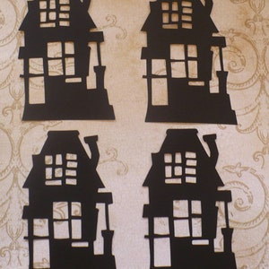 Black Rickety Haunted House Halloween Die cuts for crafts Scrapbooking card making from cardstock black party Decor