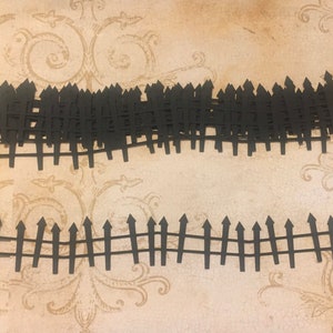 Black Cardstock Long Fence Spooky Halloween Die cuts for crafts Art Projects Diy card making Party Decor from cardstock