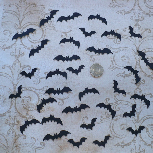 Small Black Bats Halloween Punchies Punched Cardstock Paper shapes for DiY Party Decor Tags Card Making Kids Crafts