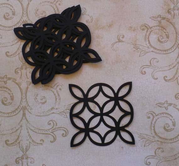 Lattice Die Cut pieces made from Black Cardstock shapes for cards decorating crafts Embellishments Journaling cut out shapes