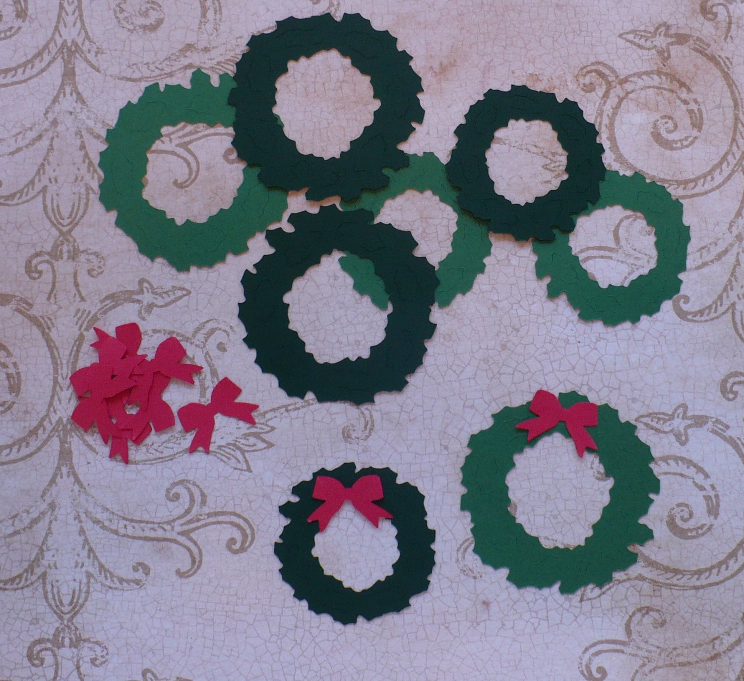 8 Wreath Die Cut Shape pieces in Green colors Cardstock with Etsy
