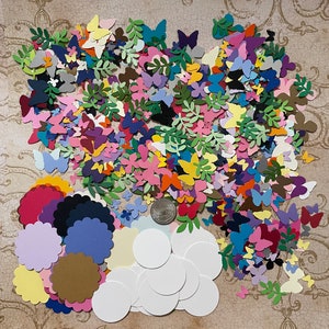 Rainbow Colors Flower Butterfly Butterflies Leaf Leaves Cardstock Paper Shapes Die Cuts Asst Sizes for DiY Crafts Projects Art Party Decor