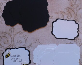 2 size Die cut Shapes for Layering Black White colors Cardstock for Wedding Tags Place card Label Bracket Stamping Diy Card Making Tags