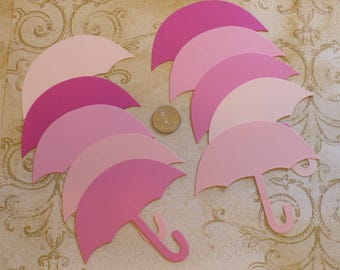 Umbrella Die Cut Shapes for Card Making Cardstock Paper pieces Pink Blue OR Pastel for Party Decor Baby Girl Shower Invites Wishes Crafts