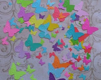 100 Tiny Embossed Butterfly Butterflies Shapes Embossed Die Cut pieces made from Bright Cardstock Colors