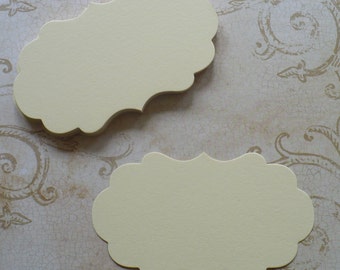 24 Cream Shapes Labels Die Cut pieces made from Sizzix die cuts cardstock paper for DIY Wedding Tags Labels Crafts Cards