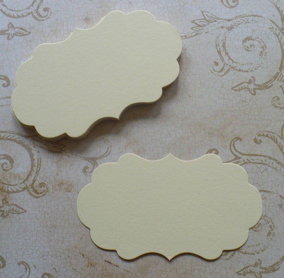 24 Cream Shapes Labels Die Cut pieces  die cuts cardstock paper for DIY Wedding Tags Labels Crafts Cards