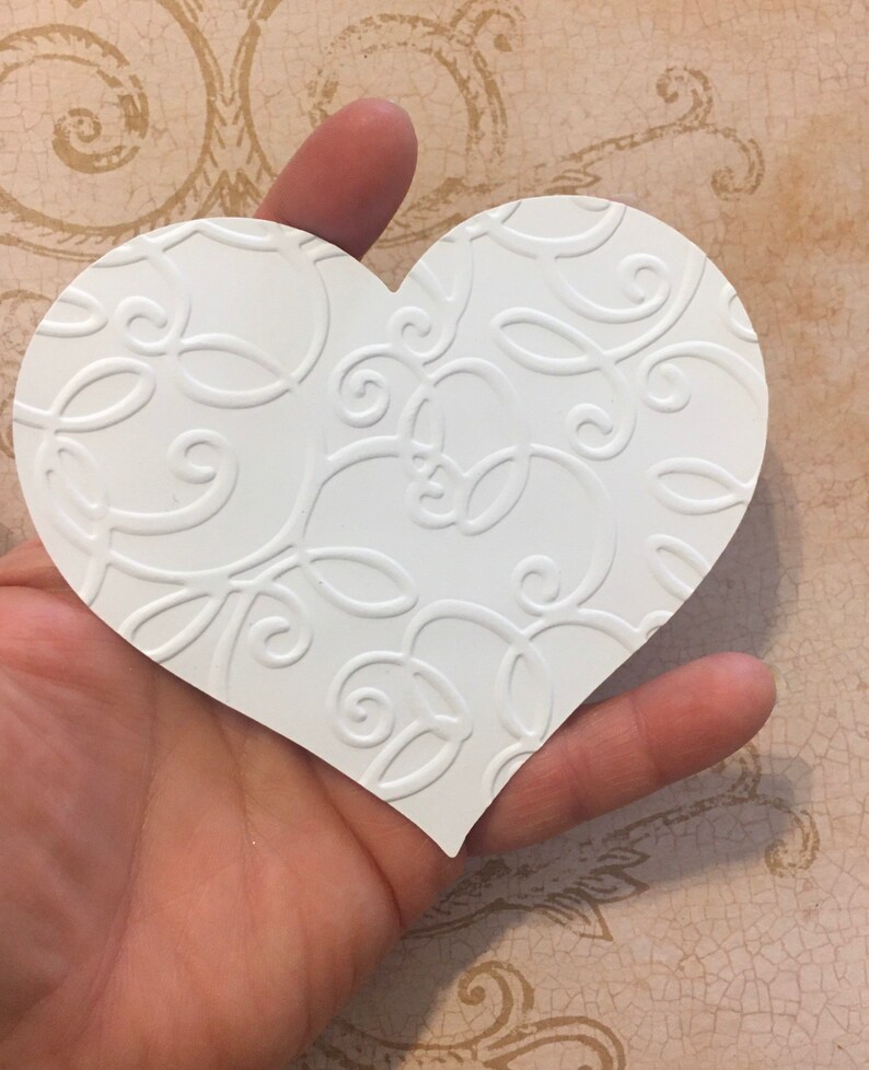Full Heart Embossed Shapes Die Cuts Made from White Cardstock Etsy