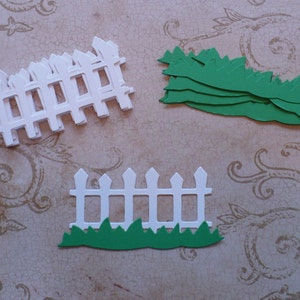 White Picket Fence Green Grass Die Cuts Cardstock for crafts cards Easter Craft Shapes for Card Making Scrapbooking