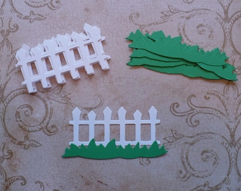 White Picket Fence Green Grass Die Cuts Cardstock for crafts cards Easter Sizzix Shapes for Card Making Scrapbooking