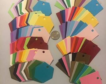 Rainbow Colors Small TAG Die Cut Shapes made from Cardstock for crafts Card making Art Projects Journaling