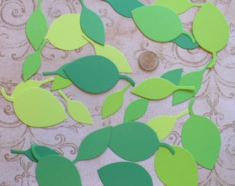 24 pcs Sizzix Leaf  Leaves Die Cut Shapes from  Bright Green Colors Cardstock Paper Jungle Safari Accents