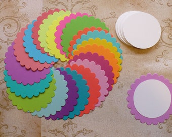 19 Scallop Circle Die Cut pieces made from Sizzix die cut from cardstock paper plain white circles Great 4 DIY Party Decor