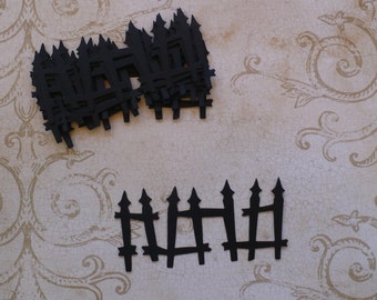 Black Cardstock Rickety Fence Spooky Halloween Die cuts for crafts Art Projects Diy card making Party Decor from cardstock