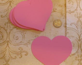 Heart Shape Die Cuts Made from Pink Cardstock for Valentines Crafts Weddings Tags Well Wish Advice Cards Easy to Write On