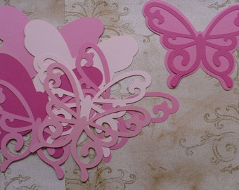 10 Pc Total 2 Different Size Shapes to Layer for 5 Large Butterfly Die Cuts Pink colors cardstock Great for Valentines Smarties Candy Craft
