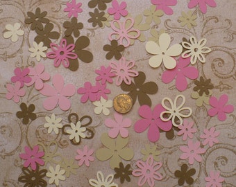 Assorted Cricut Die Cut Flowers Blooms Embellishments Made from Strawberry Cream Colors of cardstock