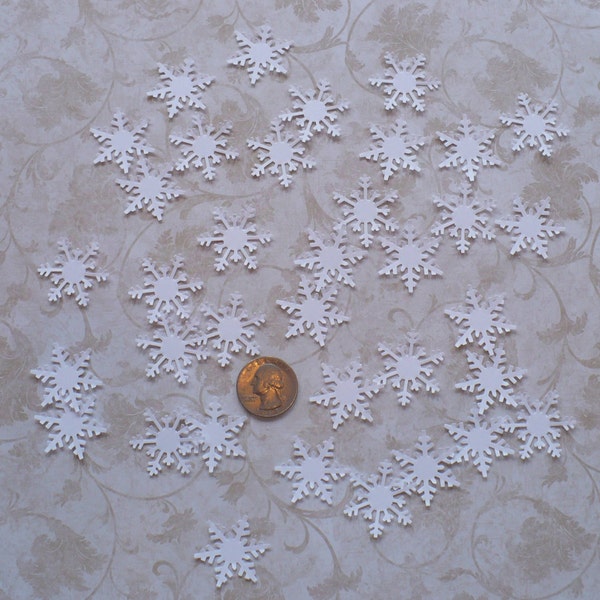 White Cardstock Paper Small Snow Flakes Punchies Punched SHAPES for DiY Projects Confetti Party Decor Crafts