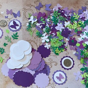Purple Small Flower Butterfly Leaves Cardstock Paper Shapes Die Cuts Ready to Ship Asst Sizes for DiY Crafts Projects Art Party Decor