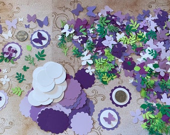 Purple Small Flower Butterfly Leaves Cardstock Paper Shapes Die Cuts Ready to Ship Asst Sizes for DiY Crafts Projects Art Party Decor