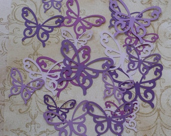 Butterfly Shapes Scroll Butterflies Die Cuts Purple Lavender colors cardstock paper 20 pc for Wall Hang Photo Shoot Prop DIY Decorations