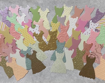 Cardstock Paper Dress Up Paper Piecing Shapes Craft Die Cut Shapes from  Prints Pink Cardstock some Embossed for Card Decorating Journaling