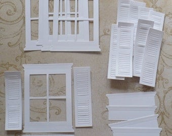 Memory Box Die Cuts White Grand Madison 4 Pane Window Frame plus Flower Boxes and Shutters