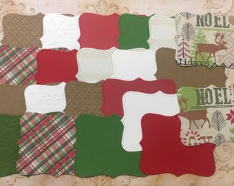 Stampin UP Top Note Shapes made using Christmas Print Cardstock for Crafts Cards Christmas Projects Labels