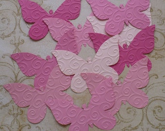 10 Embossed Butterfly  Butterflies  Sizzix  Die Cut pcs Pink colors cardstock paper 4 Photo Shoots Weddings Showers