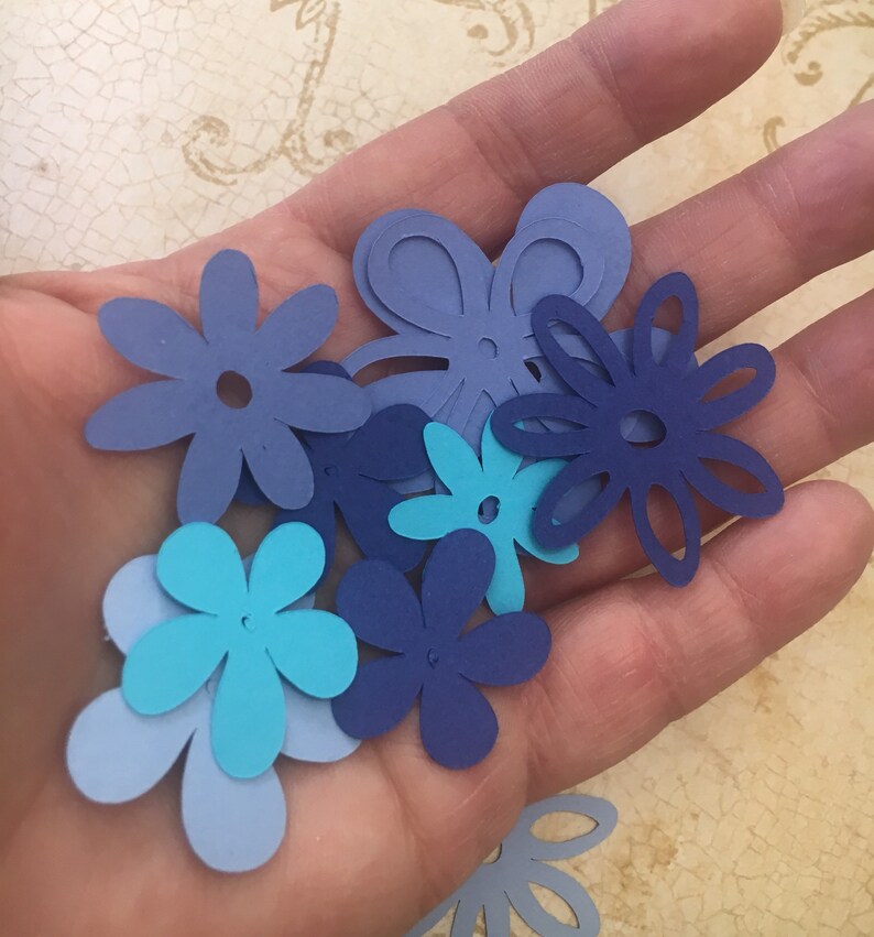 Cricut Die Cut Flowers Blooms Flower DIY shapes Blue Cardstock Etsy