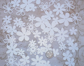 Assorted Cricut Die Cut Flowers Blooms shapes Embellishments Made from White Shimmer cardstock colors