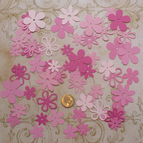 Cricut Die Cut Flowers Blooms Shapes DiY Flower Embellishments Made from Pinks cardstock Paper for Art Projects Card making Party Decor