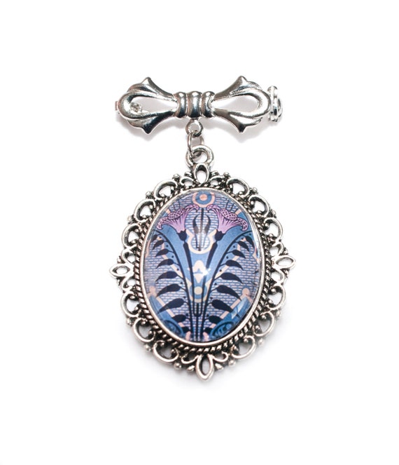 Haunted Mansion Foyer Wallpaper Tulip Brooch Antique Silver Etsy