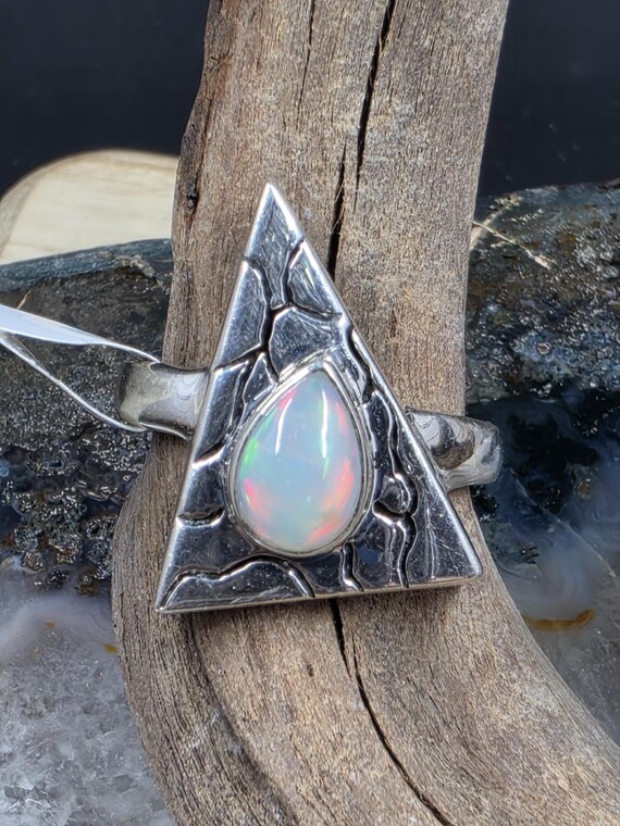Opals sterling Silver ring size 8.75