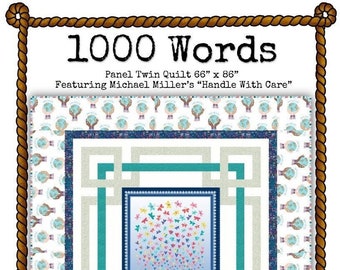 1000 Words -- Digital Download --  Panel Twin Quilt Pattern PDF