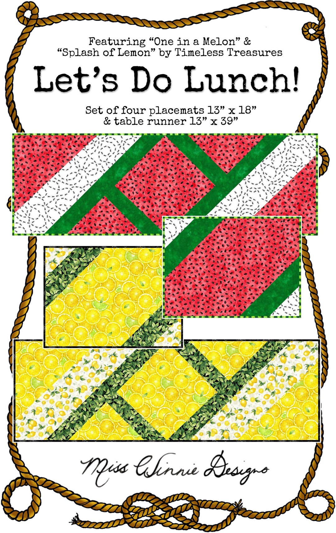 Let's Do Lunch Placemats & Runner Quilt Pattern Digital Download Etsy